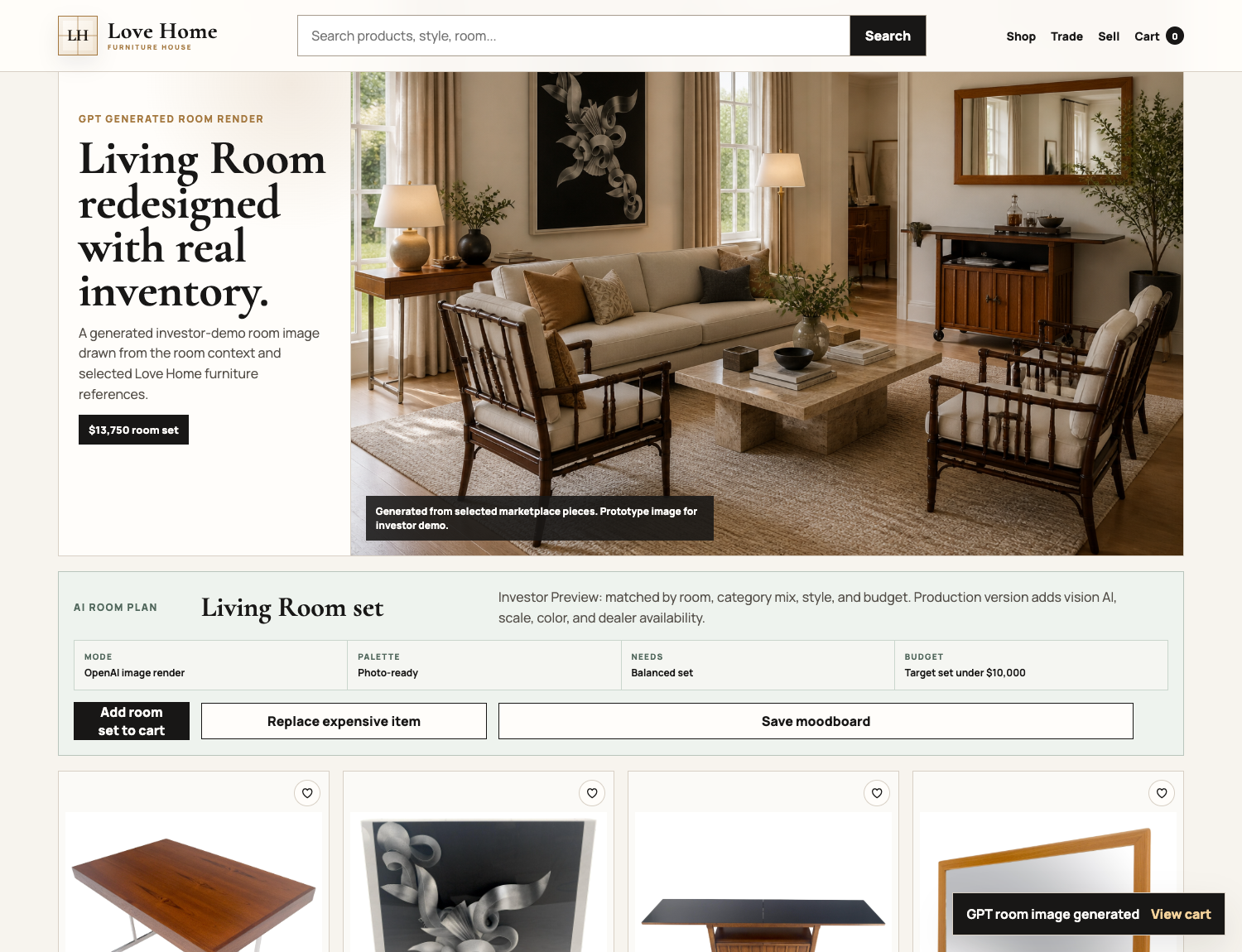 Room photo preview for AI design matching